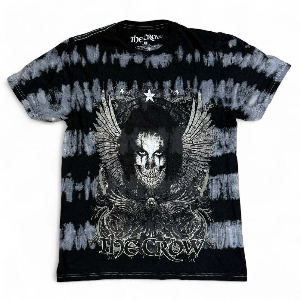 The Crow Tie Dye Graphic Tee Adult Size SM Grunge Goth Cyber Emo Wings T-Shirt